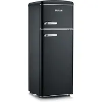 Severin Retro Kühl-/Gefrierkombination Doppeltürer RKG 8932 aus Kunststoff, mattschwarz Kühlschrank Gefrierkombination Retro Veggiebox Schwarz
