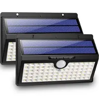 Auronic Solar Außenleuchte mit Bewegungsmelder - Gartenbeleuchtung mit Solarenergie - Wandleuchte - 78 LEDs - IP65 - 2 Stück - Schwarz
