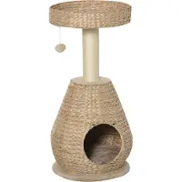 PawHut Katzenbaum Kratzbaum mit Katzenhöhle Sisal Höhe 82,5 cm Plüsch Gelb