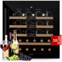 Klarstein Vinsider 36 Built-In Uno Einbau-Weinkühlschrank 36 Flaschen 92 Ltr Edelstahl Schwarz
