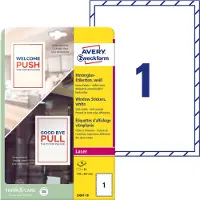 Avery Zweckform Zweckform Hinterglas-Etiketten, 210 x 297 mm, weiss Folien-Etikett für Laserdrucker, wiederablösbar