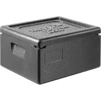 Thermo Future Box , GN 1/2 Premium, Isolierbox schwarz mit Deckel, 167 mm tief, 15 Liter, robust, nachhaltig aus EPP