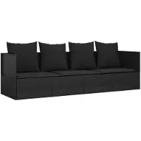 vidaXL Outdoor-Loungebett mit Kissen Schwarz Poly Rattan