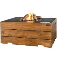 Happy Cocooning Mania Feuertisch 19,5 kW rechteckig 107x80x45 cm Teakholz Driftwood/schwarz