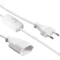 Kopp 146302091 Verlängerungskabel mit Eurostecker und Schalter, 3m, Farbe: weiß - 5 Stück