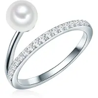 Valero Pearls Damen Sterling Silber Zirkonia Süßwasser-Zuchtperle silber - 32352