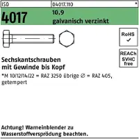 Bufab Sechskantschraube ISO 4017 VG M 12 x 90 10.9 galvanisch verzinkt