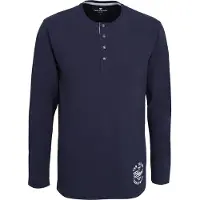 Tom Tailor Langarmshirt "Cansas" mit Knopfleiste, Rundhalsausschnitt, Langarm, basic, bequem, elastisch