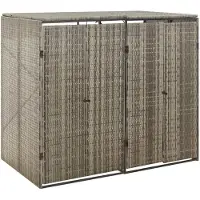 vidaXL Mülltonnenbox für 2 Tonnen Grau 140x80x117 cm Poly Rattan