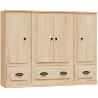vidaXL Highboards 3 Stk. Sonoma-Eiche Holzwerkstoff
