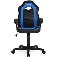Ranqer Junior Warrior - Gaming Stuhl für Kinder - Ergonomischer Gaming Chair - Kinder Schreibtischstuhl - Höhenverstellbar - aus Kunstleder - Nylon Fußkreuz - Schwarz / Blau
