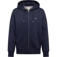 Gant für Herren. 2007059 Kapuzenpulli mit marineblauem Shield Zip Hoodie (S), Lässig, Baumwolle, Langarm
