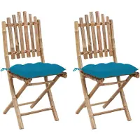 vidaXL Klappbare Gartenstühle 2 Stk. mit Kissen Bambus