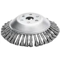 Jofrab Konische Bürste Ø 200 mm mit sehr widerstandsfähigen gedrehten Stahlborsten. Bohrung von 25,4 mm. Ideal für Arbeiten auf Pflastersteinen, die