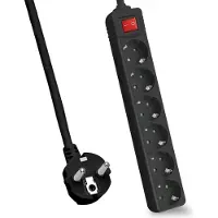 Helos Steckdosenleiste CLASSIC, 6-fach, schwarz, 1,5m, mit Schalter