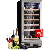 Klarstein Vinovilla 29 Built-In Weinkühlschrank 81 l / 29 Fl. Glastür Edelstahl Edelstahl