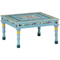 vidaXL Couchtisch Türkis Handbemalt Massivholz Mango