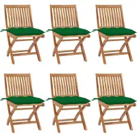vidaXL Klappbare Gartenstühle mit Kissen 6 Stk. Massivholz Teak