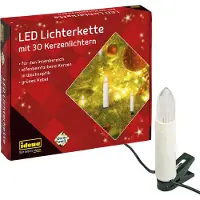 Idena Lichterkette Kerzenlichter 30 LED warmweiß für Innen 16m, Wachsoptik