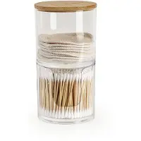 SmartaSaker Selena Bamboo Bastoncillos And Cotton Dispenser Durchsichtig