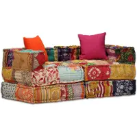 vidaXL 2-Sitzer Modularer Pouf Patchwork Stoff