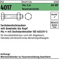 Bufab Sechskantschraube ISO 4017 VG m.Mutter M 12 x 40 5.6 AD W7 feuerverzinkt