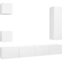 vidaXL 5-tlg. TV-Schrank-Set Weiß Holzwerkstoff