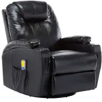 vidaXL Massage-Schaukelsessel Schwarz Kunstleder