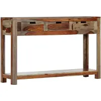vidaXL Stolik konsola z 3 szufladami, 120x30x75 cm, drewno sheesham