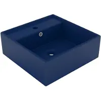 vidaXL Luxus-Waschbecken Überlauf Quadratisch Matt Dunkelblau 41x41 cm
