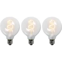 LUEDD Set mit 3 E27-LED-Glühfadenlampen G95 klar 5W 400 lm 2200K