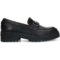 No Stress Schwarze Leder-Loafer mit silberfarbenem Detail | Größe 38
