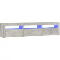 vidaXL TV-Schrank mit LED-Leuchten Betongrau 180x35x40 cm