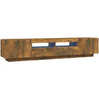 vidaXL 2-tlg. TV-Schrank-Set LED-Leuchten Räuchereiche Holzwerkstoff