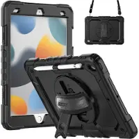 Accezz Robustes Back Cover mit Schultergurt für das Apple iPad 9 (2021) 10.2 Zoll / iPad 8 (2020) 10.2 Zoll / iPad 7 (2019) 10.2 Zoll - Schwarz