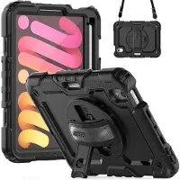 Accezz Robustes Back Cover mit Schultergurt für das Apple iPad Mini 7 (2024) / iPad Mini 6 (2021) - Schwarz
