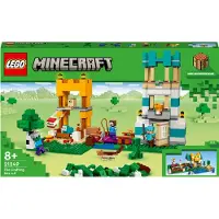 LEGO 21249 Minecraft Die Crafting Box 4.0, 2in1-Set zum Bauen, Türme am Fluss oder Katzenhütte, mit den Figuren Alex, Steve, Creeper und Zombie-Mobs, Actionspielzeug für Kinder, Jungen und Mädchen