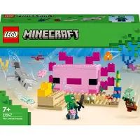 LEGO 21247 Minecraft Das Axolotl-Haus Set, baubare rosa Unterwasserbasis mit Taucherforscher, Zombie, Delfin- und Kugelfisch-Figuren, Abenteuer-Spielzeug für Kinder, Mädchen, Jungen ab 7 Jahren