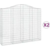 vidaXL Gabionen mit Hochbogen 2 Stk. 200x30x160/180cm Verzinktes Eisen
