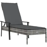 vidaXL Sonnenliege mit Auflage Grau Poly Rattan