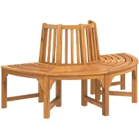 vidaXL Baumbank Halbrund Ø160 cm Massivholz Eukalyptus