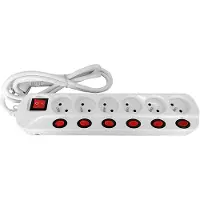 ORNO LISTWA ZASILAJĄCA "MULTISWITCH"6 GNIAZD 2P+Z, KABEL 3X 1,5 MM, DŁUGOŚĆ 1,5M