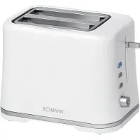 Bomann TA 1577 CB Toaster, Kompakter 2 Scheiben-Toaster mit Auftau-/Aufwärm-/Schnellstoppfunktion, Stufenlos einstellbarer Bräunungsgrad, weiß/silber
