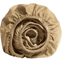 Yumeko Spannbettlaken Baumwollsatin 180x200 Beige - Eco, Bio & Fairtrade