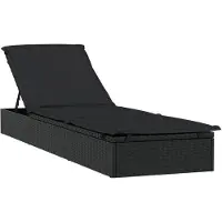 vidaXL Sonnenliege 1 Stk. mit Auflage Schwarz 201x55x62 cm Poly Rattan