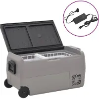 vidaXL Kühlbox mit Rollen und Griff Schwarz & Grau 50 L PP & PE