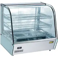 Buffalo Warmhaltevitrine 687x670x568mm mit 3 Roste 120 Liter und Rundumglas