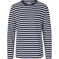 Neutral Herren T-Shirt langarm O61050 white - navy (striped) XXL