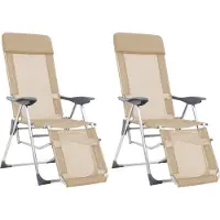 vidaXL Klappbare Liegestühle mit Fußteil 2 Stk. Creme Textilene