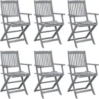 vidaXL Klappbare Gartenstühle 6 Stk. mit Kissen Massivholz Akazie